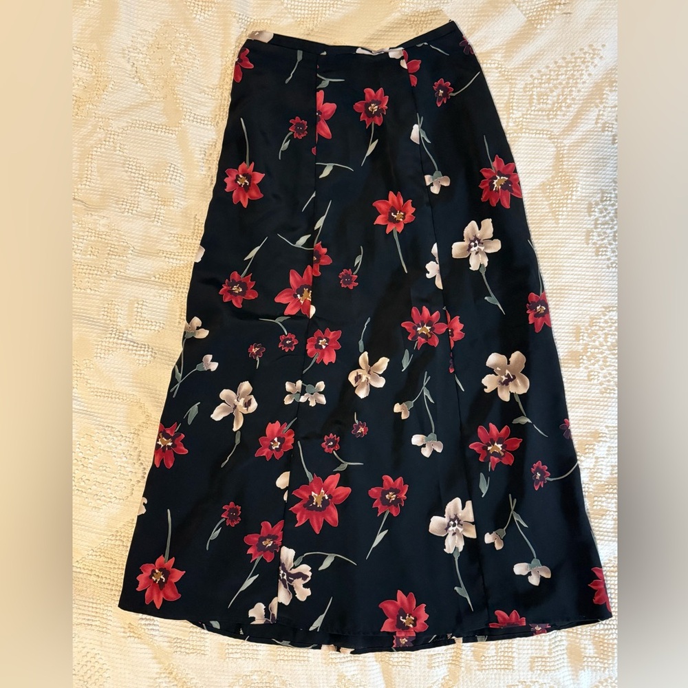 Vintage Floral Black Skirt